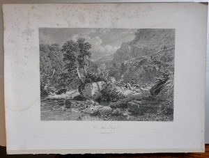 Rare Antique Engraving Print, On the Syn, 1842