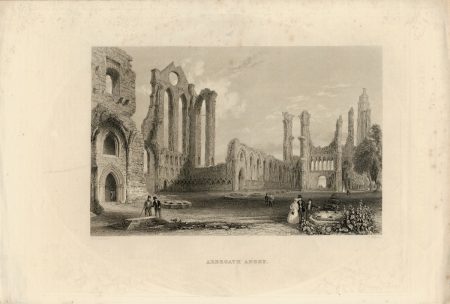 Antique Engraving Print, Arbroath Abbey, 1840 ca.