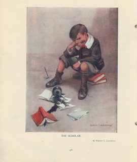 Vintage Rare Print, The Scholar, 1909