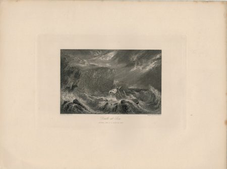 Antique Engraving Print, Death at Sea, 1845