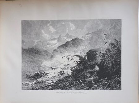 Antique Print, Avalanche in the Maderaner-Thal, 1870