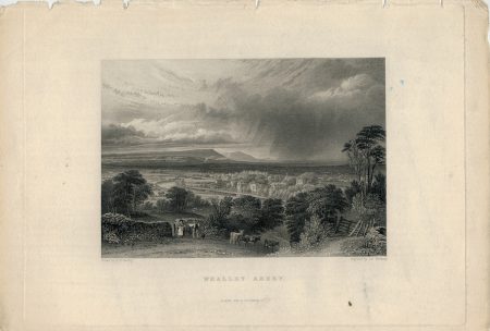 Antique Engraving Print, Whalley Abbey, 1836