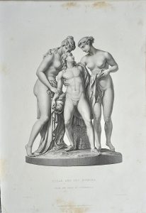 Antique Engraving Print, Hylas and the Nymphs, 1859