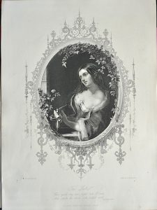 Antique Engraving Print, The Lute, 1873