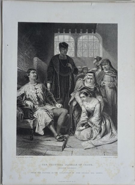 Antique Engraving Print, The Countess Isabelle of Croye, 1866