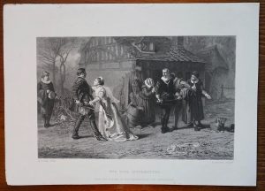 Antique Engraving Print, The Duel Interrupted, 1853