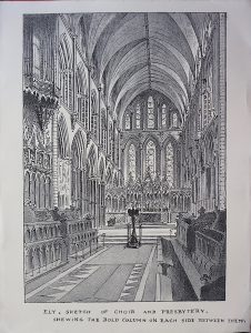Antique Print, Ely, Sketch of Choir and Presbytery, 1870