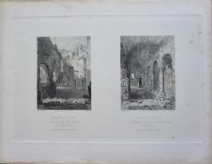 Antique Engraving Print, Guildford Castle, 1843