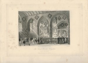 Antique Engraving Print, All Saint's Church, Kingston, 1840