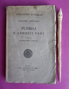G. Leopardi, Puerili e abbozzi vari, Laterza & Figli, 1924