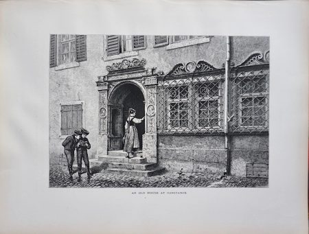 Antique Print, An Old House at Constance, 1870
