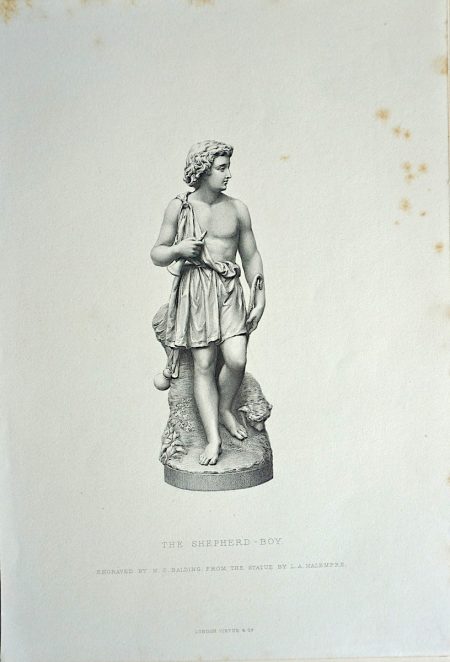 Antique Engraving Print, The Shepherd-Boy, 1873