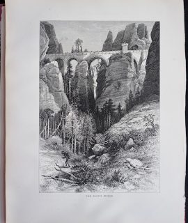 Antique Print, The Bastei Bridge, 1870