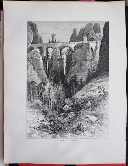 Antique Print, The Bastei Bridge, 1870