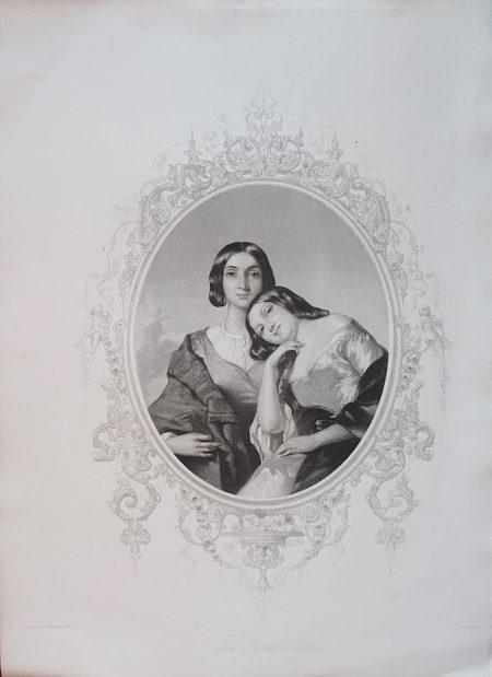 Antique Engraving Print, The Rival Sisters, 1846