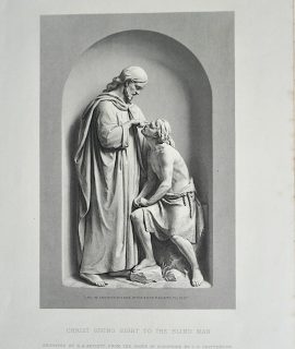 Antique Engraving Print, Christ Giving Sight to the Blind Man, 1873