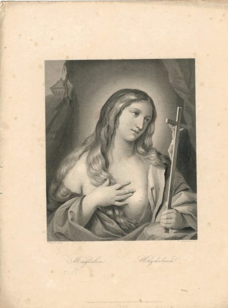 Rare Antique Engraving Print, Magdalena, 1845