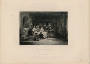 Rare Antique Engraving Print, The Minstrel's Song, 1840