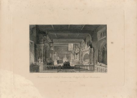 Antique Engraving Print, Monuments to the Earls of Butland in Bottesford Church, Leichester, 1840