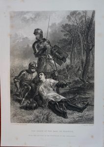 Rare Antique Engraving Print, The Death of the Earl of Warwick, 1873
