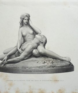 Antique Engraving Print, The Siren and the Drowned Leander, 1873