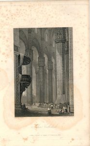 Antique Engraving Print, Milan Cathedral, 1837
