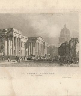 Antique Engraving Print, Das General - Postamt in London, 1840