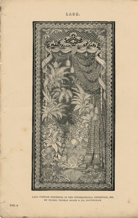 Antique Engraving Print, Lace, 1862