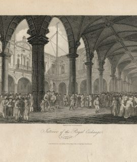 Antique Engraving Print, Interior of the Royal Exchange, 1805