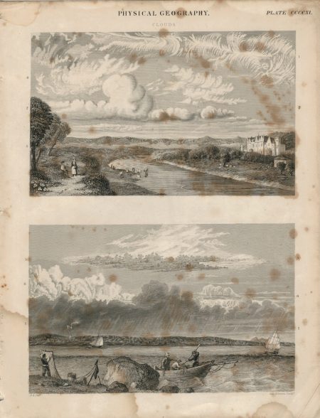 Antique Engraving Print, Physical Geography, Clouds, 1840 ca.