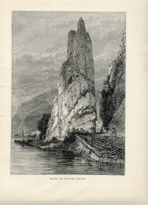 Antique Print, Roche de Bayard, Dinant; The Château de Vêves, 1871