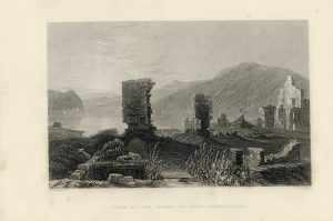 Antique Engraving Print, View of the Ruine of Fort Ticonderoga, 1840