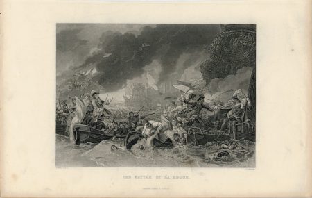 Antique Engraving Print, The Battle of La Hogue, 1835
