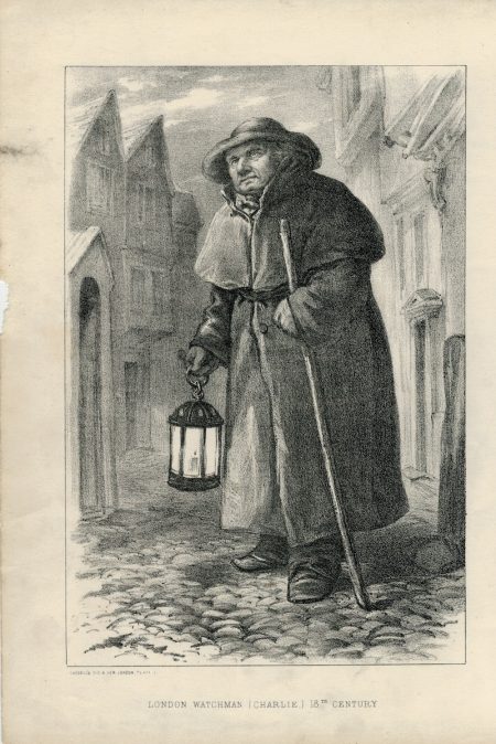 Antique Print, London Watchman, Charlie, 1875