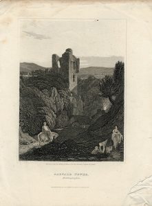 Antique Engraving Print, Garvald Tower, 1815