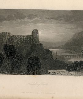 Antique Engraving Print, Heidelberg Castle, 1836