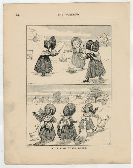 Vintage Print, A tale of Three Geese, Louis Wain, 1890