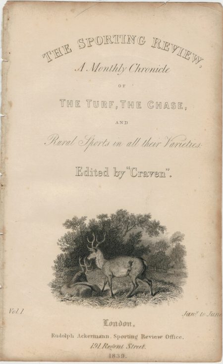 Antique Engraving Print, The Sporting Review, 1839