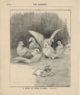 Vintage Print, A Story of Three Kittens, 1890