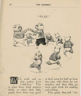 Vintage Print, Play; Helping Mother, by Louis Wain, 1890