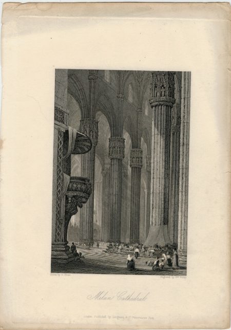 Antique Engraving Print, Milan Cathedral, 1836