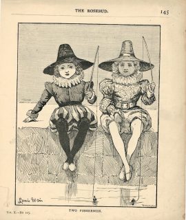 Vintage Print, Two Fisherman, 1890
