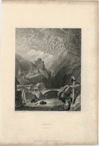 Antique Engraving Print, Landech in the Tyrol, 1836