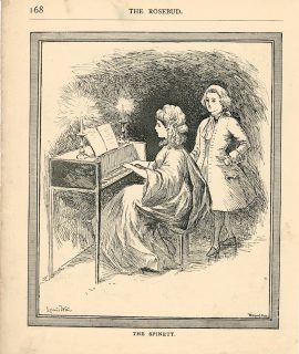 Vintage Print, The Spinette, Louis Wais, 1890