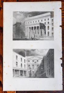 Antique Engraving Print, Royal College of Surgeons; Apothecaries Hall, 1850