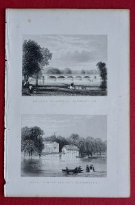 Antique Engraving Print, Bridge Over the Serpentine; Royal Human Society Serpentine, 1853