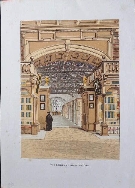 Antique Print, The Bodleian Library, Oxford, 1850