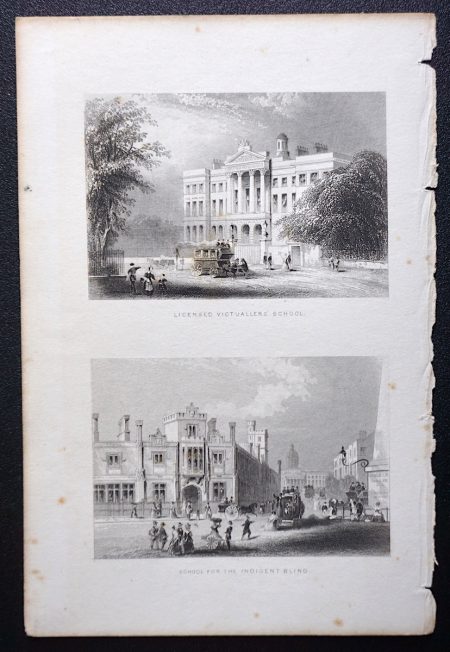 Antique Engraving Print, Licensed Victuallers' School: School for the Indigent Blind, 1850