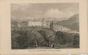 Antique Engraving Print, Palace Heidelberg on the Rhine, 1850