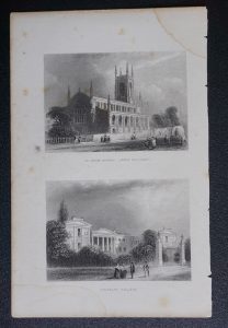 Antique Engraving Print, St. John Church; Highbury College, 1850